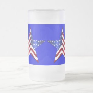 Caneca De Cerveja Vidro Jateado Fosco da bandeira estelar dos Estados Unidos - Pla