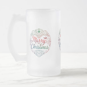 Caneca De Cerveja Vidro Jateado fosco de 16 oz - Merry Christmas Edition