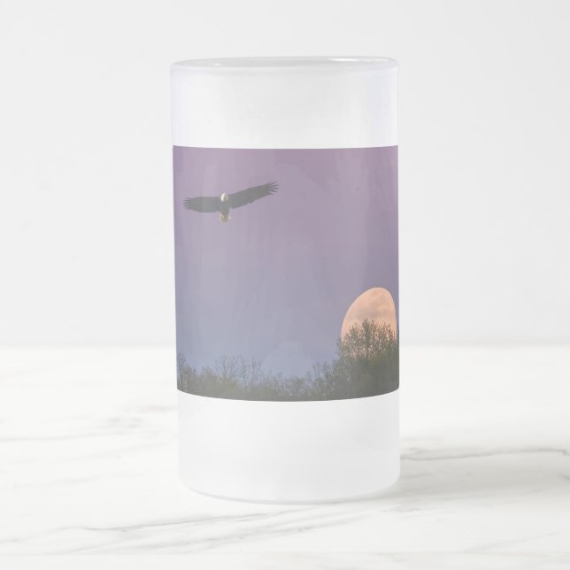 Caneca De Cerveja Vidro Jateado Fosco de Águia Superlua Rosa (Centro)