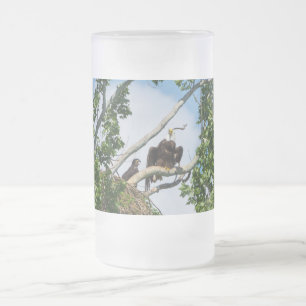 Caneca De Cerveja Vidro Jateado Fosco de Águias Quentes