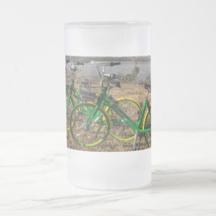 Caneca De Cerveja Vidro Jateado Fosco de Bike Triplets