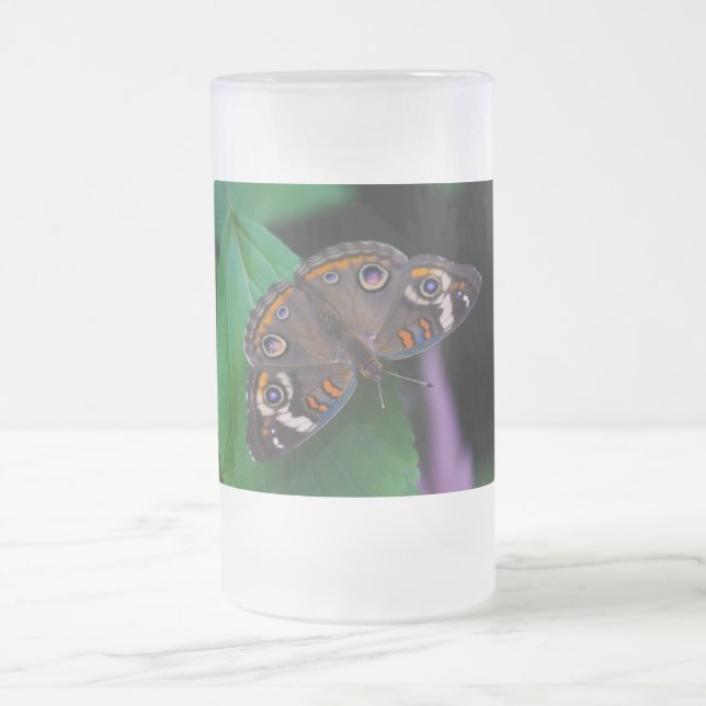 Caneca De Cerveja Vidro Jateado Fosco de borboleta pontilhada (Centro)