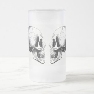 Caneca De Cerveja Vidro Jateado Fosco de crânios Tampão de vidro Fosco de 16 oz