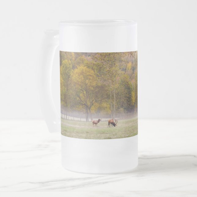 Caneca De Cerveja Vidro Jateado Fosco De Elk De Banho (Frente Esquerda)