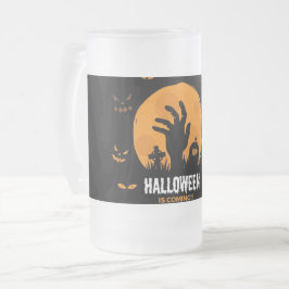 Caneca De Cerveja Vidro Jateado Fosco de Halloween