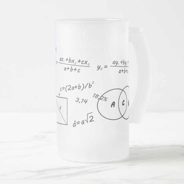 Caneca De Cerveja Vidro Jateado fosco de matemática cerebral (Frente Esquerda)