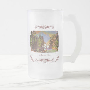 Caneca De Cerveja Vidro Jateado Fosco de montanha