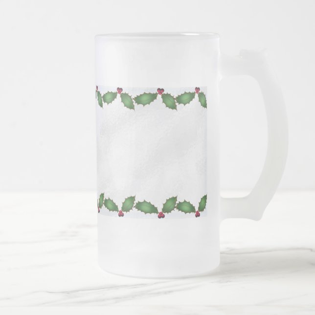 Caneca De Cerveja Vidro Jateado Fosco de Natal (Direita)