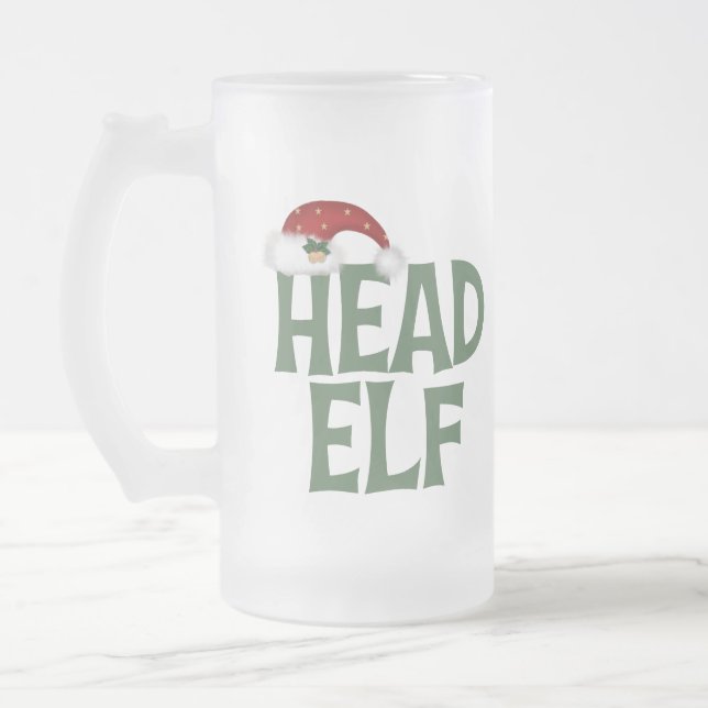 Caneca De Cerveja Vidro Jateado Fosco De Natal Engraçado (Esquerda)
