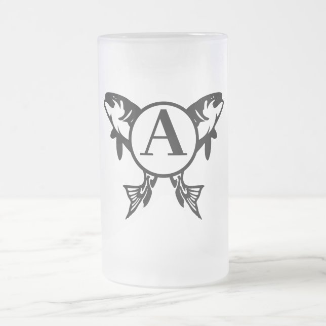 Caneca De Cerveja Vidro Jateado Fosco de pesca personalizado (Centro)