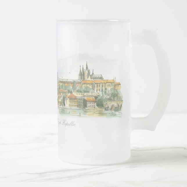 Caneca De Cerveja Vidro Jateado Fosco de Praga (Direita)