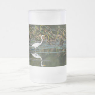 Caneca De Cerveja Vidro Jateado Fosco de Reflexão de Egrete Branco