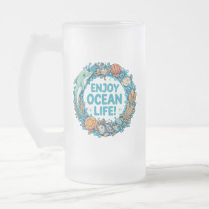 Caneca De Cerveja Vidro Jateado Fosco de Serenidade Oceânica - Abraçar a Onda