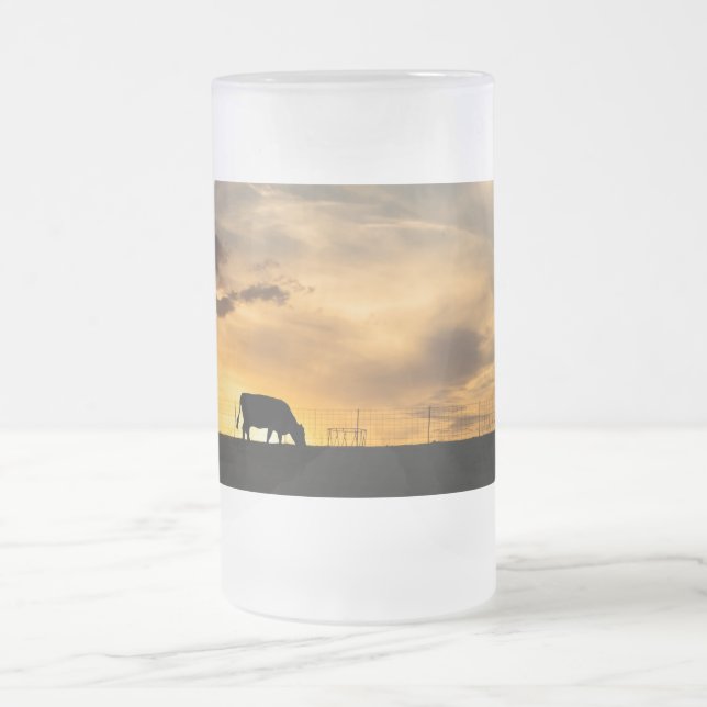 Caneca De Cerveja Vidro Jateado Fosco de Silhute Sunset (Centro)