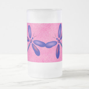 Caneca De Cerveja Vidro Jateado Fosco de Verão Rosa Digital Dragonfly