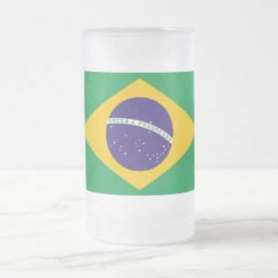 Caneca De Cerveja Vidro Jateado Fosco de vidro com bandeira do Brasil