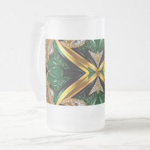 Caneca De Cerveja Vidro Jateado Fosco de vidro com design jamaicano