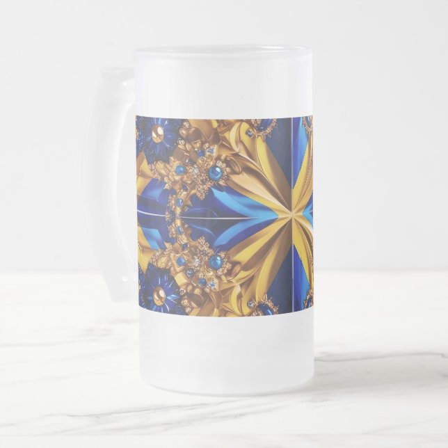 Caneca De Cerveja Vidro Jateado Fosco de vidro com Suecia design (Frente Esquerda)