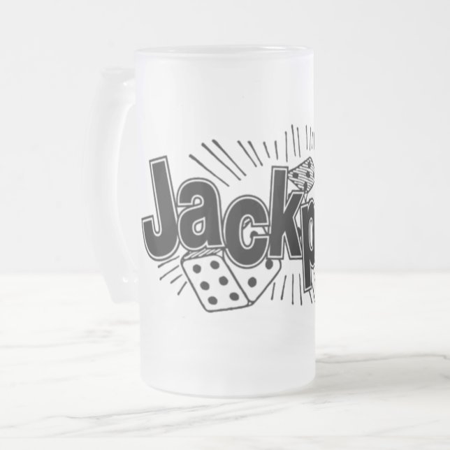 Caneca De Cerveja Vidro Jateado Fosco de vidro do Jackpot (Frente Esquerda)