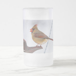 Caneca De Cerveja Vidro Jateado Fosco do horário de almoço do Cardeal feminino