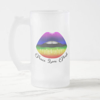 Caneca De Cerveja Vidro Jateado Fosco do Orgulho de Amor pela Paz Mug