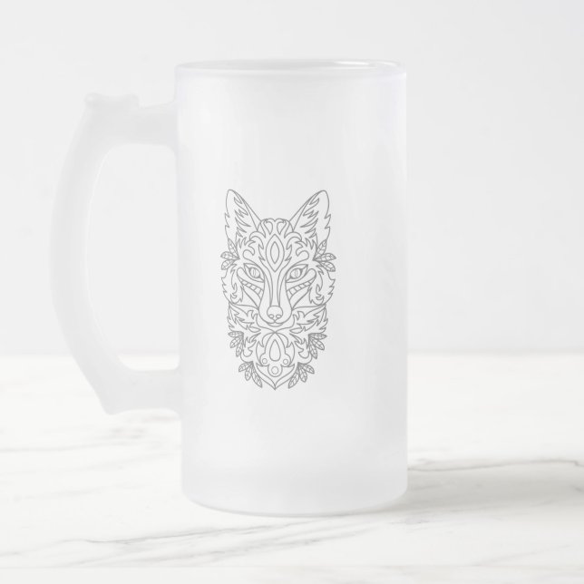 Caneca De Cerveja Vidro Jateado Fosco Estilizado (Esquerda)
