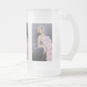 Caneca De Cerveja Vidro Jateado Fosco Flapper Springtime