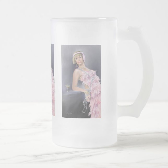 Caneca De Cerveja Vidro Jateado Fosco Flapper Springtime (Direita)