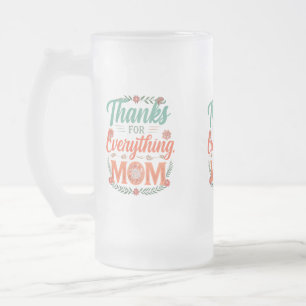 Caneca De Cerveja Vidro Jateado Fosco Glass Mug 16 oz - "Obrigados para tudo,