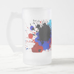 Caneca De Cerveja Vidro Jateado Fosco Glass Mug 16 oz - Placas de cor Abstrato