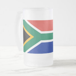 Caneca De Cerveja Vidro Jateado Fosco Glass Mug com bandeira da África do Sul
