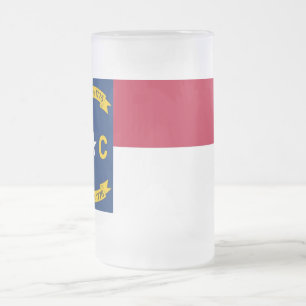 Caneca De Cerveja Vidro Jateado Fosco Glass Mug com bandeira da Carolina do Norte