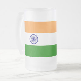 Caneca De Cerveja Vidro Jateado Fosco Glass Mug com bandeira da Índia