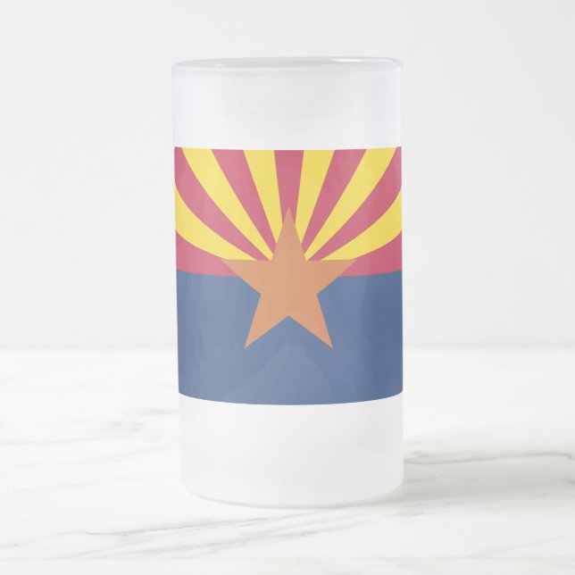 Caneca De Cerveja Vidro Jateado Fosco Glass Mug com bandeira de Arizona, EUA (Centro)