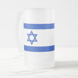 Caneca De Cerveja Vidro Jateado Fosco Glass Mug com bandeira de Israel