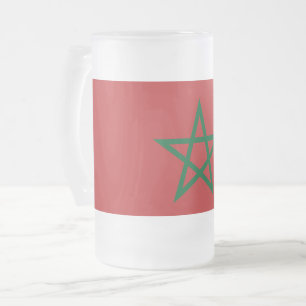 Caneca De Cerveja Vidro Jateado Fosco Glass Mug com bandeira de Marrocos