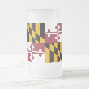 Caneca De Cerveja Vidro Jateado Fosco Glass Mug com bandeira de Maryland, EUA