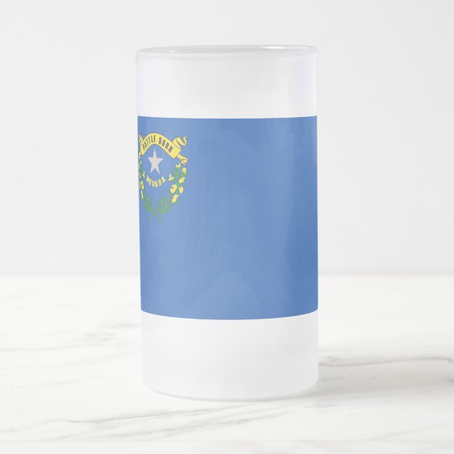 Caneca De Cerveja Vidro Jateado Fosco Glass Mug com bandeira de Nevada (Centro)