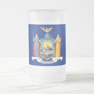Caneca De Cerveja Vidro Jateado Fosco Glass Mug com bandeira de Nova York