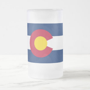 Caneca De Cerveja Vidro Jateado Fosco Glass Mug com bandeira do Colorado, EUA