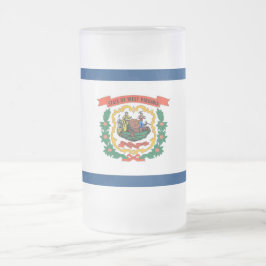 Caneca De Cerveja Vidro Jateado Fosco Glass Mug com bandeira do Estado da Virgínia