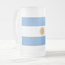 Caneca De Cerveja Vidro Jateado Fosco Glass Mug com pavilhão da Argentina
