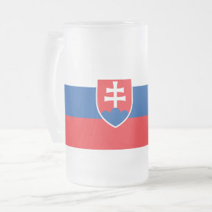 Caneca De Cerveja Vidro Jateado Fosco Glass Mug com pavilhão da Eslováquia