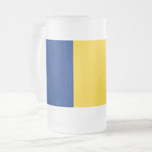 Caneca De Cerveja Vidro Jateado Fosco Glass Mug com pavilhão da Romênia