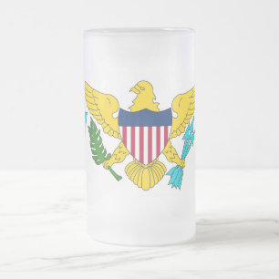 Caneca De Cerveja Vidro Jateado Fosco Glass Mug com pavilhão das Ilhas Virgens, EU