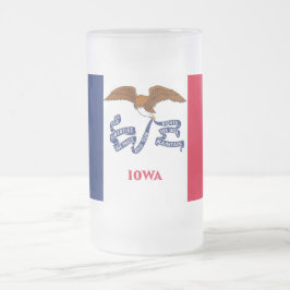 Caneca De Cerveja Vidro Jateado Fosco Glass Mug com pavilhão de Iowa, EUA