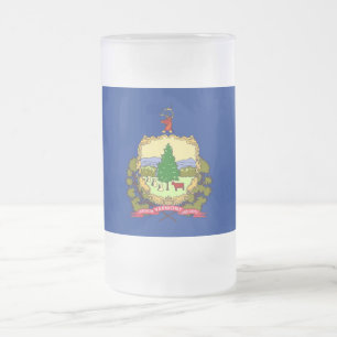 Caneca De Cerveja Vidro Jateado Fosco Glass Mug com pavilhão de Vermont, EUA