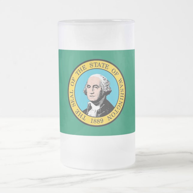 Caneca De Cerveja Vidro Jateado Fosco Glass Mug com pavilhão do Estado de Washingt (Centro)