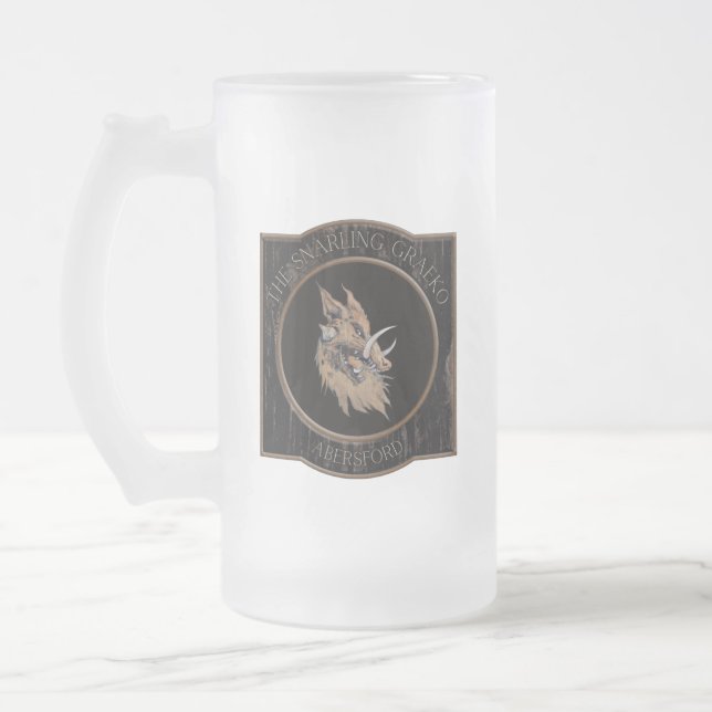 Caneca De Cerveja Vidro Jateado Fosco Graeko Beer Mug (Esquerda)
