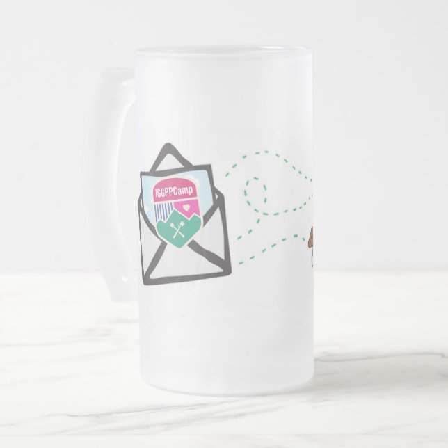 Caneca De Cerveja Vidro Jateado Fosco IGGPPCamp Mug (Frente Esquerda)